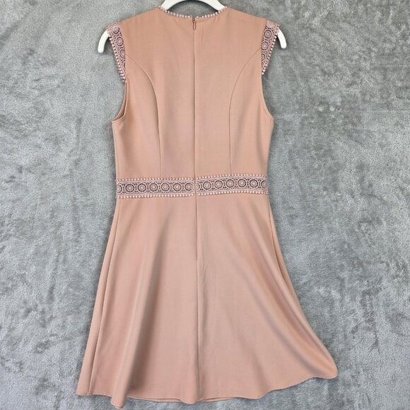 Zara Dress Womens Small Pink Sleeveless Lace Detail Fit And Flare Party NWT - Picture 9 of 10
